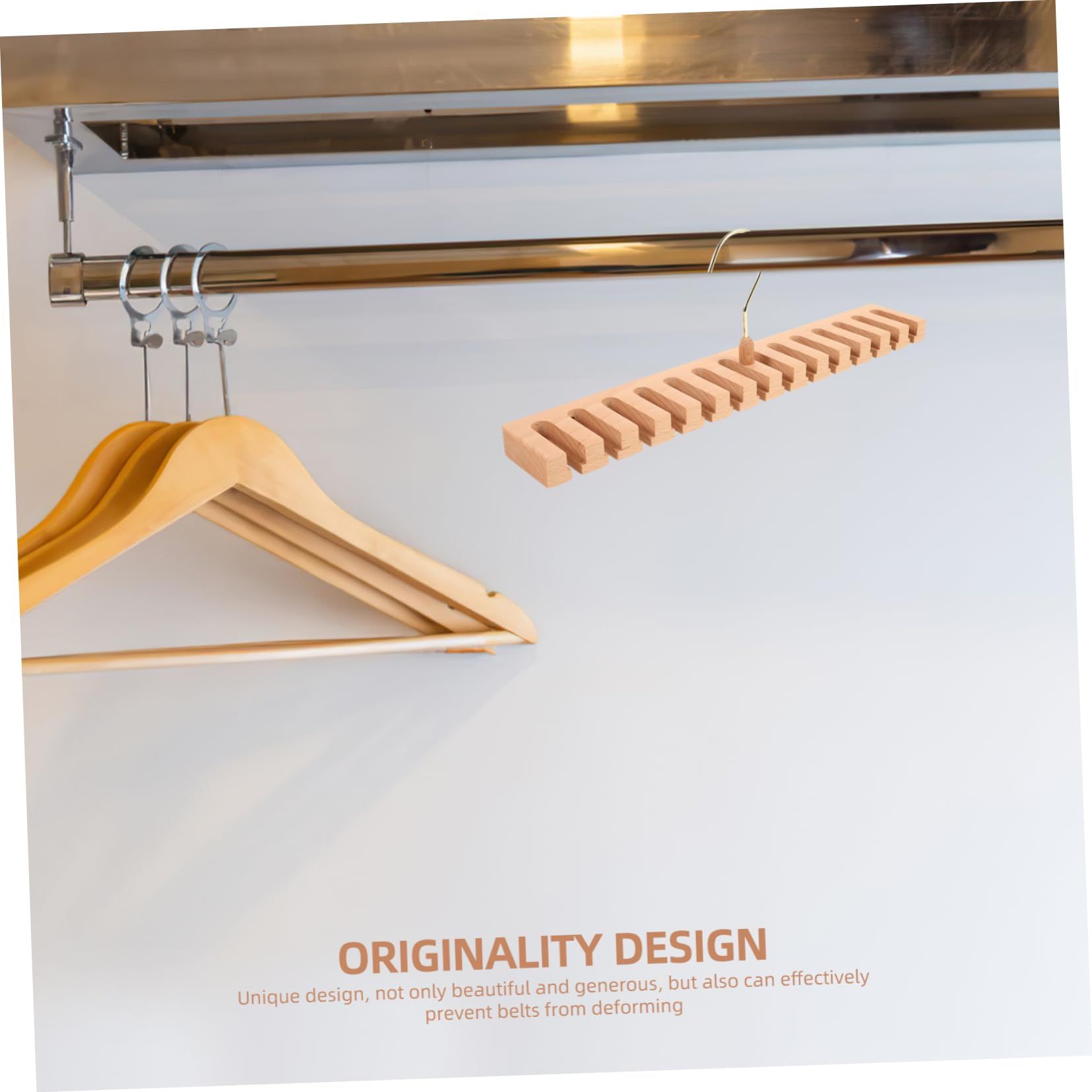 2 in 1 Wooden Wall Mount Belts Organizer, Belt Rack Organizer with 360° Swivel Hook, Tie and Belt Organizer — image 2