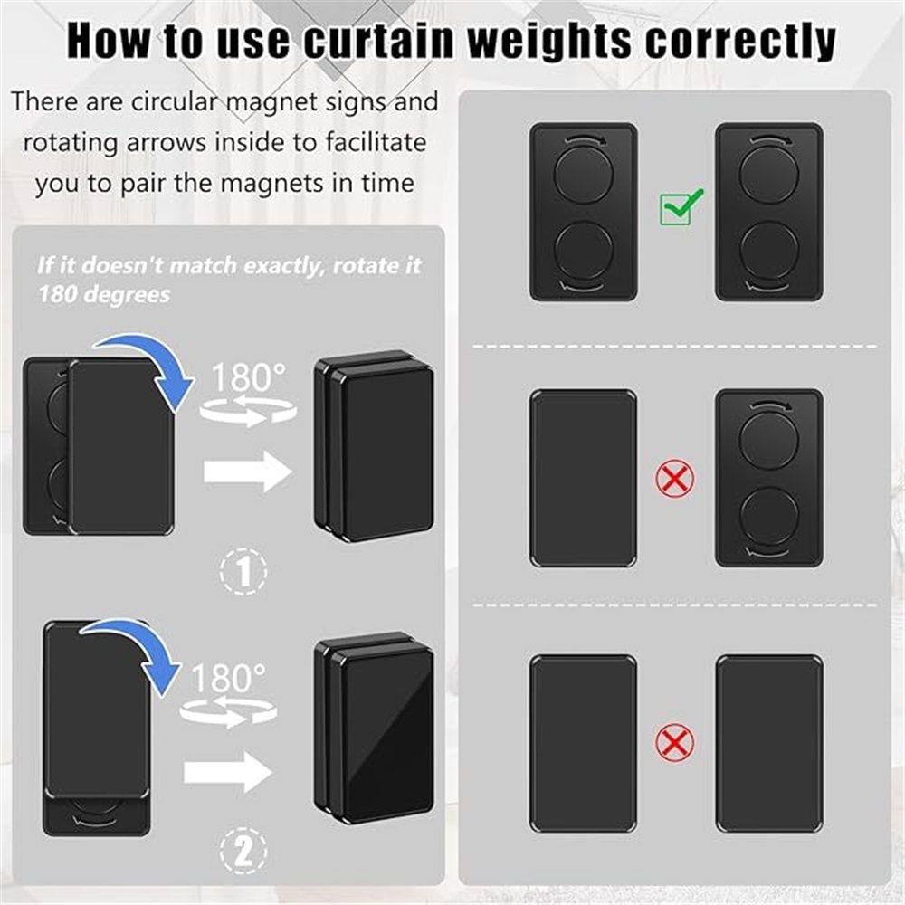 16 Pcs Outdoor Curtain Weights, 8 Pairs Upgrade to Heavier Magnetic Drapery Weights, Plastic Wrapped Waterproof Curtain Magnets for Home Decor, Outside — image 4