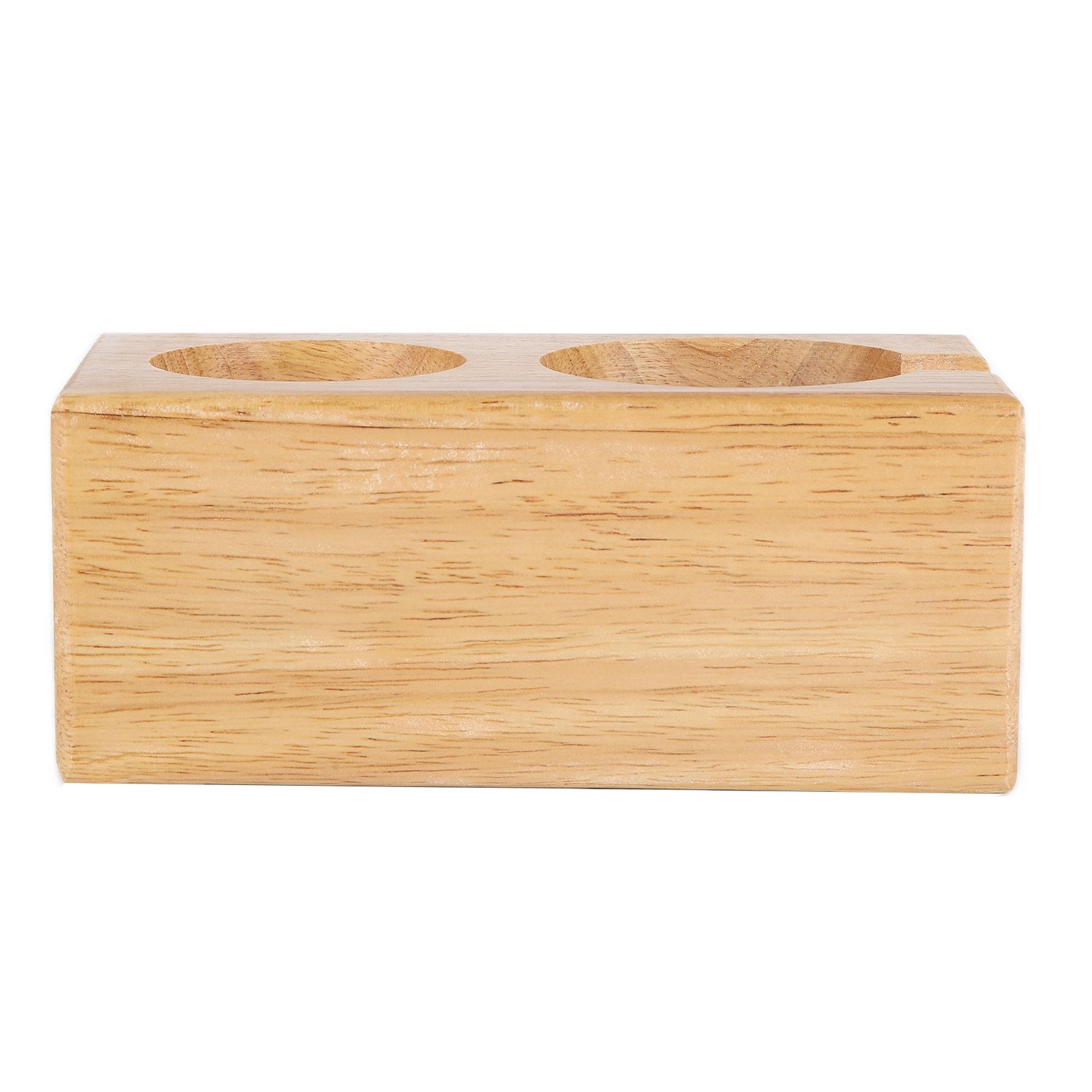 2‑Hole Wooden Tamper Base Natural Wood Color External Durable Tamping Station Handle Stand for Coffee Shop Home — image 2