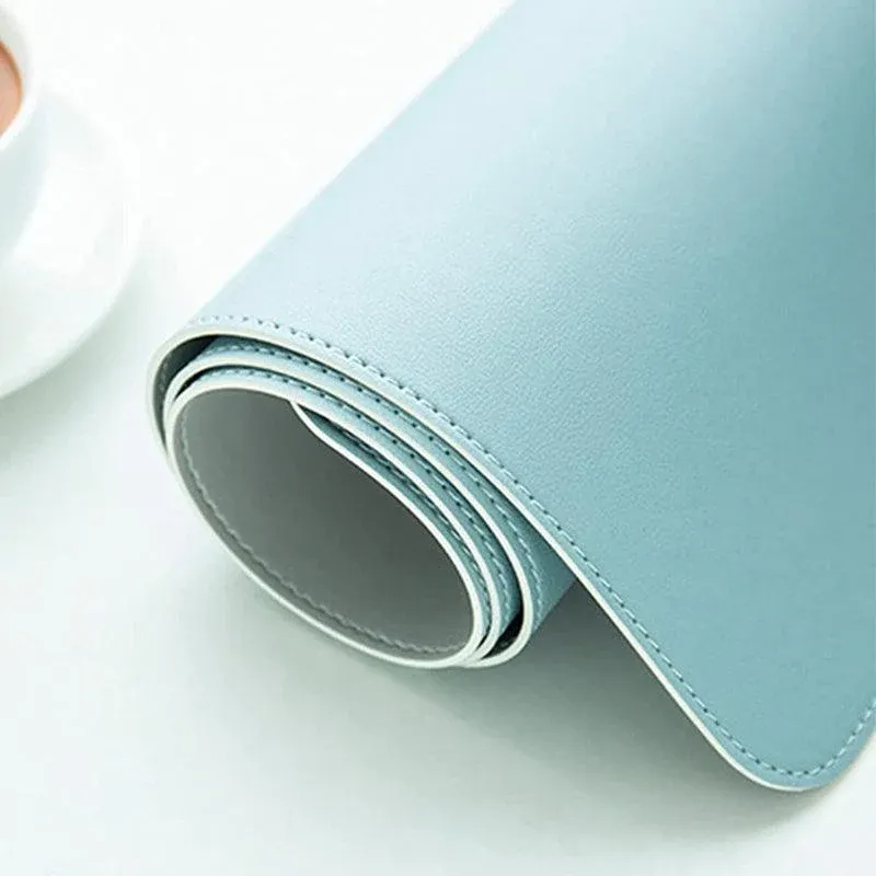 Large Leather Mouse Pad 80x40cm Desk Mat Gaming Extended Waterproof Anti Slip - Grey — image 4
