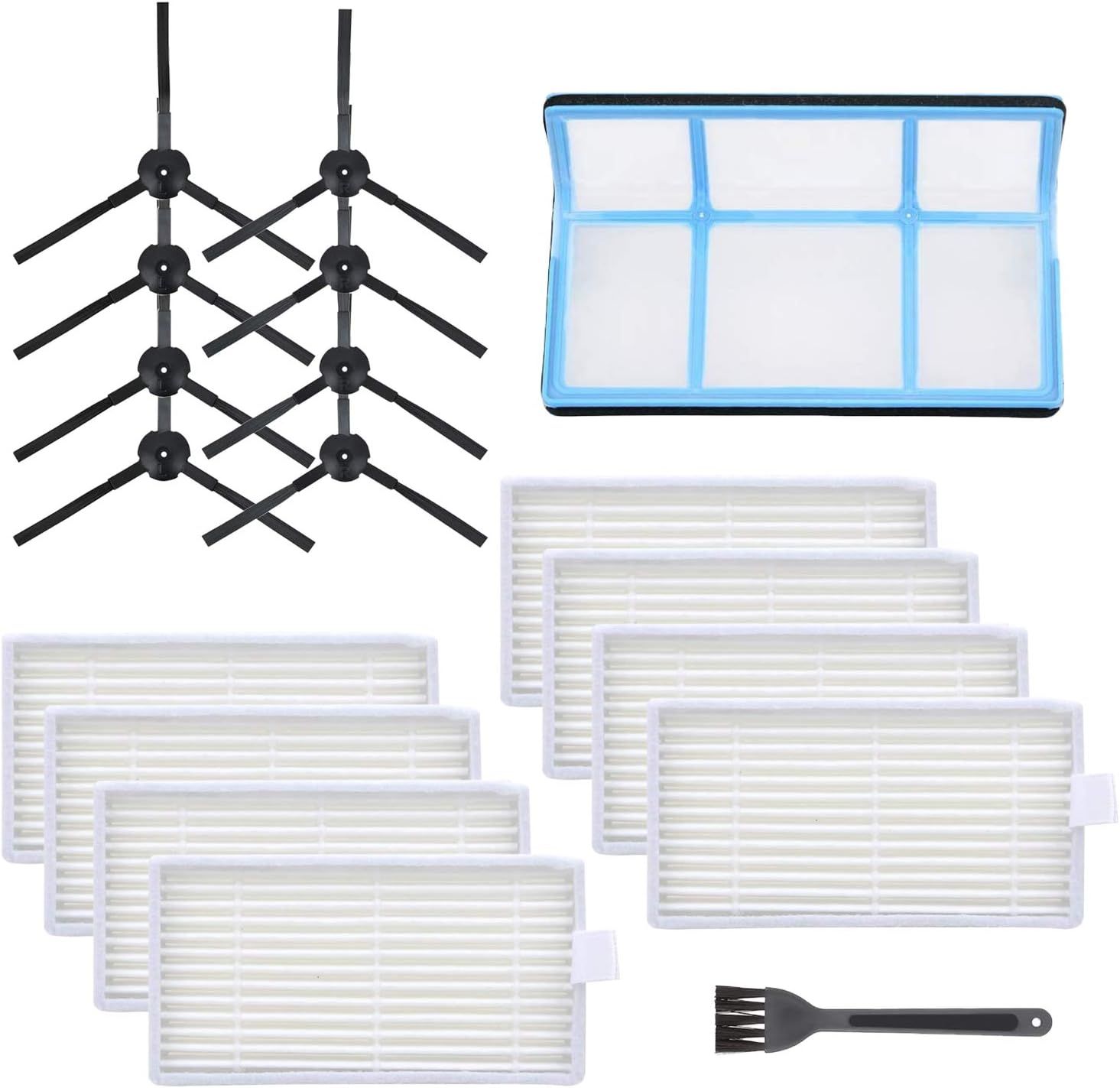 Replacement Parts for ILIFE V3 V3s V5 V5s Pro Robotic Vacuum Cleaner, Accessories Kit Includes Primary Filter & Side Brushes & 8 Robot Vacuum Cleaner Filters