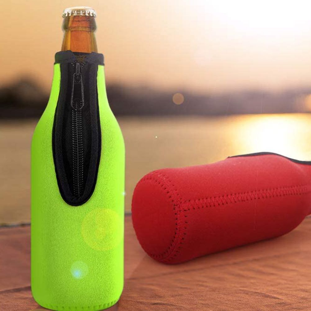 Beer Bottle Sleeve Zip Up Bottle Cover Collapsible Neoprene Sleeve Beer Cooler Covers for Indoor Outdoor Activities — image 6