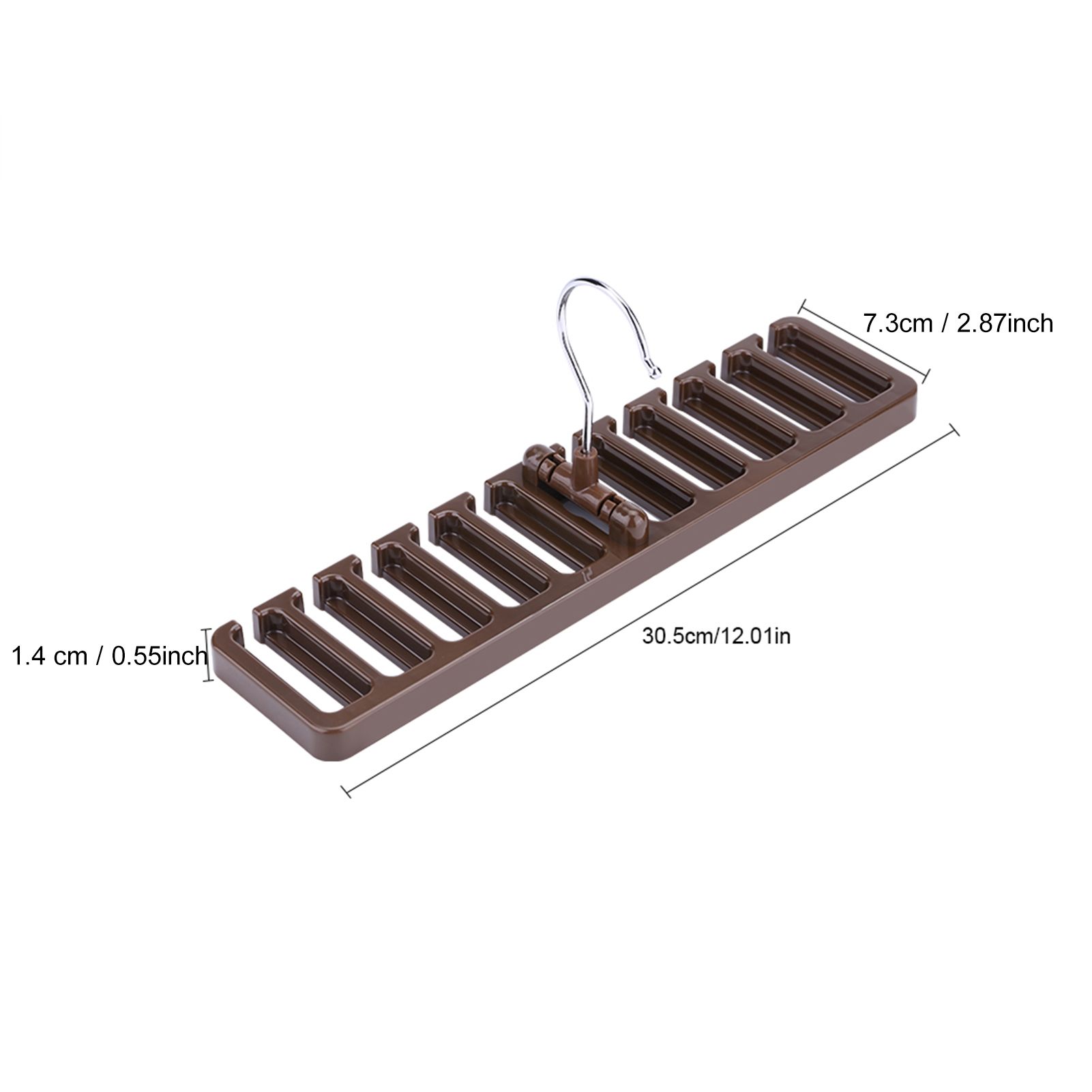 10 Slot Tie Belt Scarf Rack Organizer Sturdy Plastic Closet Wardrobe Space Saver Brown — image 4