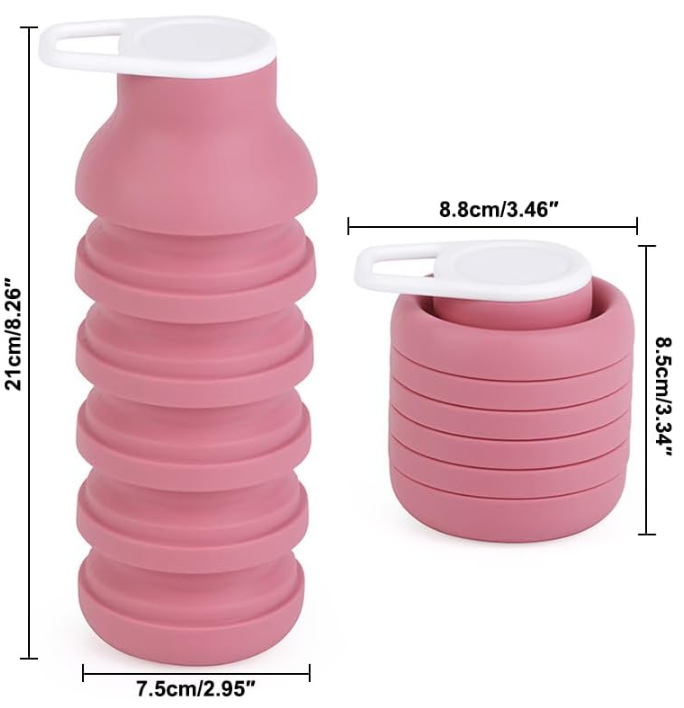 Collapsible Sport Bottle Retractable Outdoor Reuseable Foldable Drinking Cup Creative Large-capacity Sports(Pink) — image 4