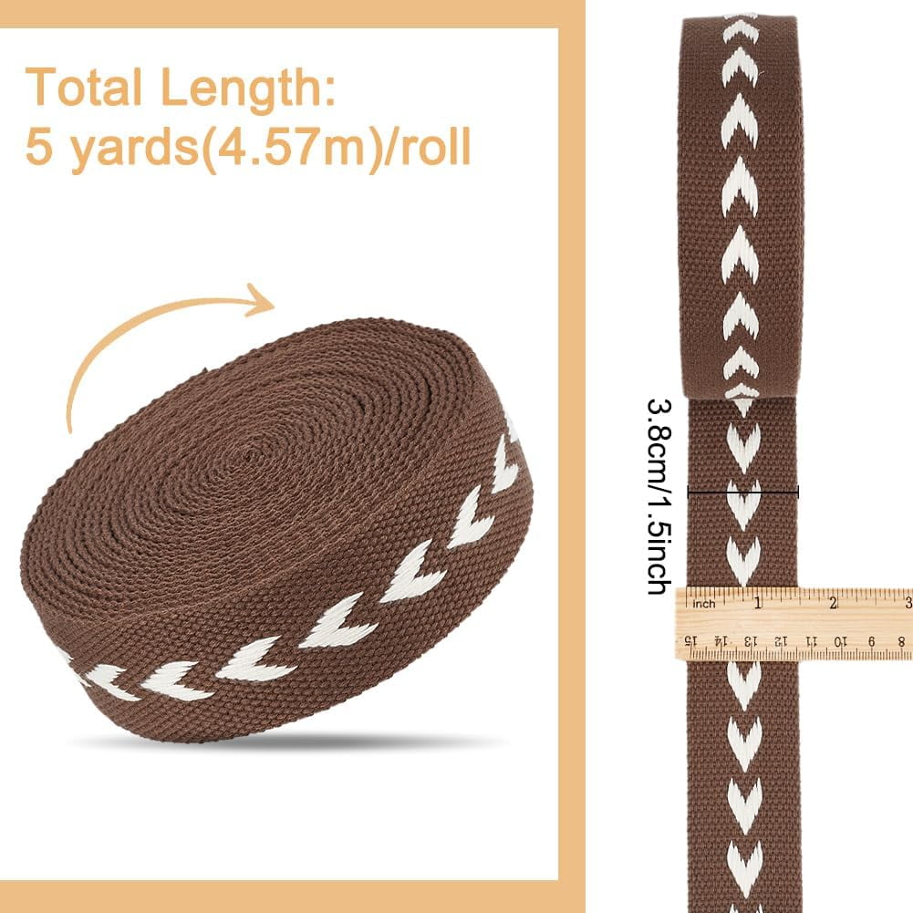 5 Yards Polycotton Jacquard Arrow Ribbon Clothes Accessories Olive 1-1/2 inch(38mm) — image 2