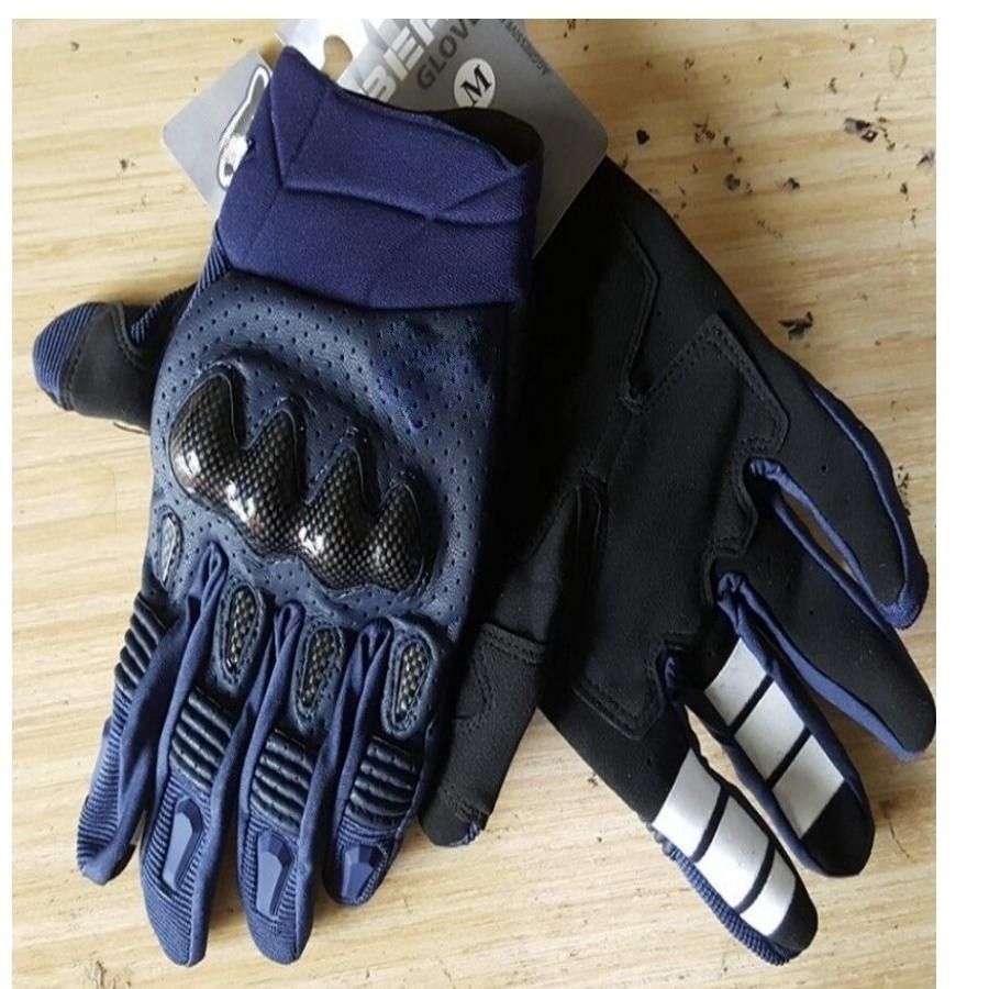 Fis Carbon Fiber Leather Anti Slip Motorcycle Gloves Blue XL