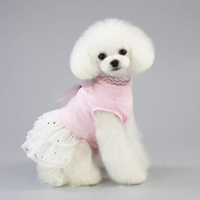 pet products Small Dog Dress Female Tiny Puppy Clothes Girl Tutu for Dogs Dresses Harness Birthday Apparel(Chest circumference42cm, back length30cm, neck