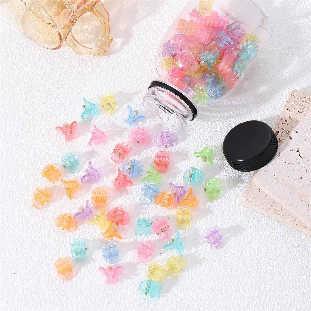 Cute Tiny Hair Clips,Colorful Hair Clips,Mini Glitter Hair Clips,Plastic Claw Clip,Crystal Hair Accessory,Sparkle Clamp for Baby Kids Girls Toddler Women Thin — image 4