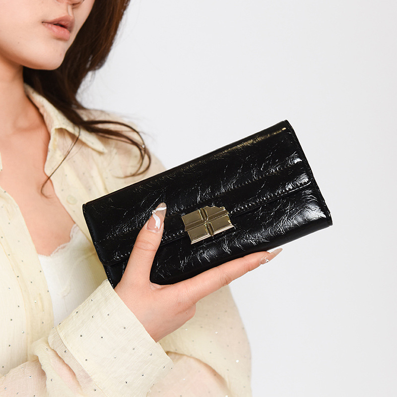 Beige Elegant Women's RFID Blocking Long Wallet - PU Leather Clutch Purse with Clasp โ image 4