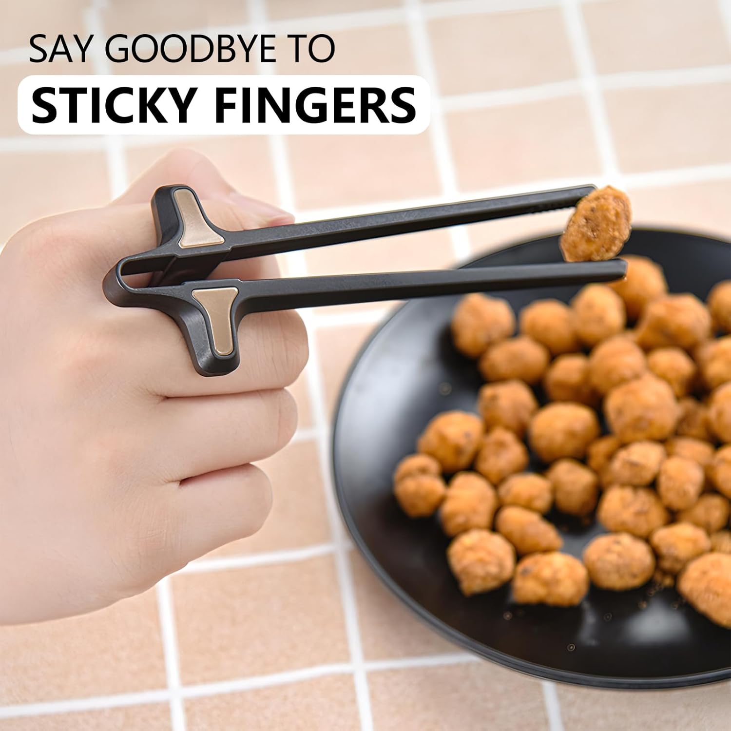 2Pcs Finger Chopsticks, Snack Chopsticks for Gamers Snack Clips Gamepad Accessories Mobile Game Accessories (Black, Brown) — image 4