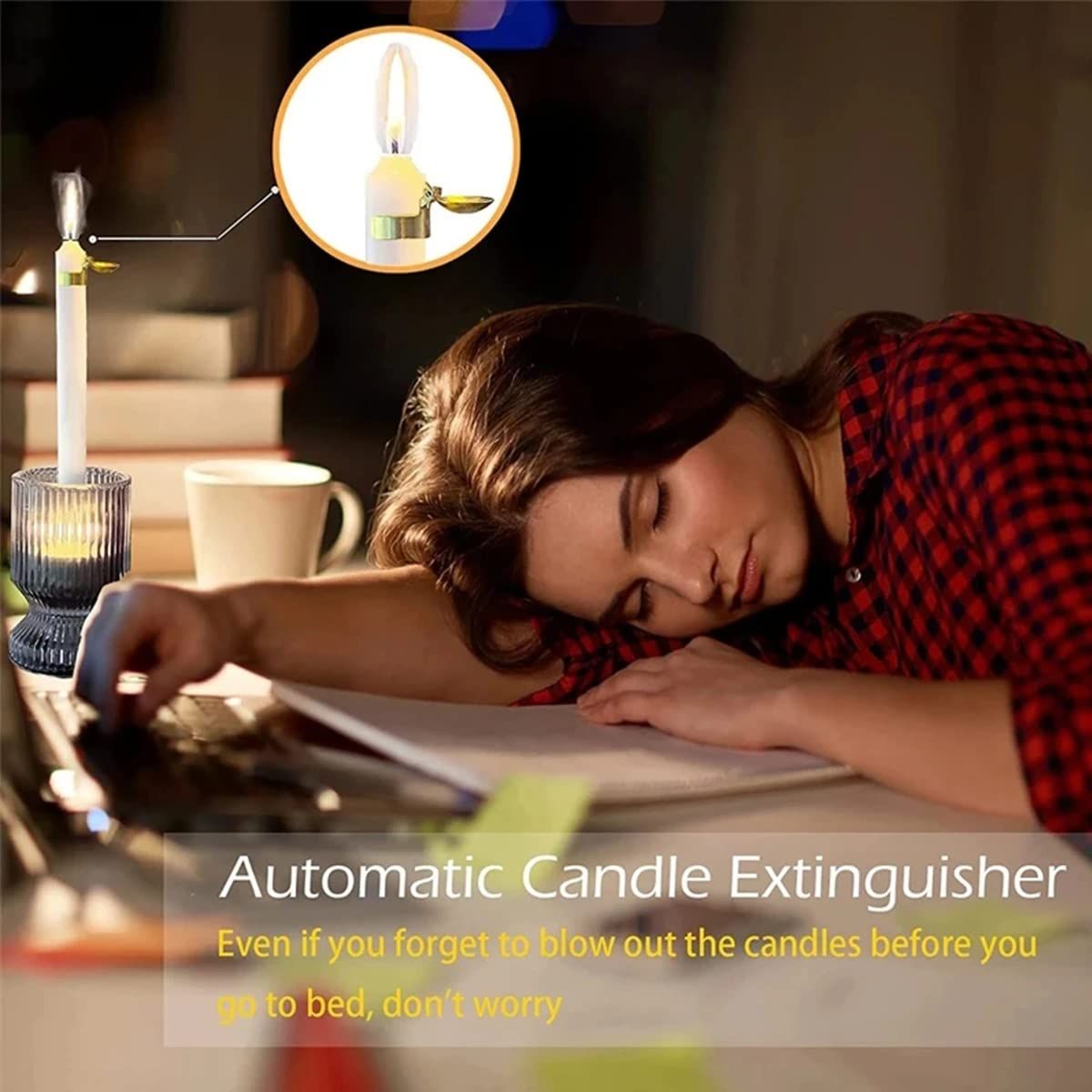 2 pcs Automatic Fire Extinguishing Candle Snuffer Extinguisher Clip On, Candle Safety Guard, Wick Flame Snuffer โ image 3