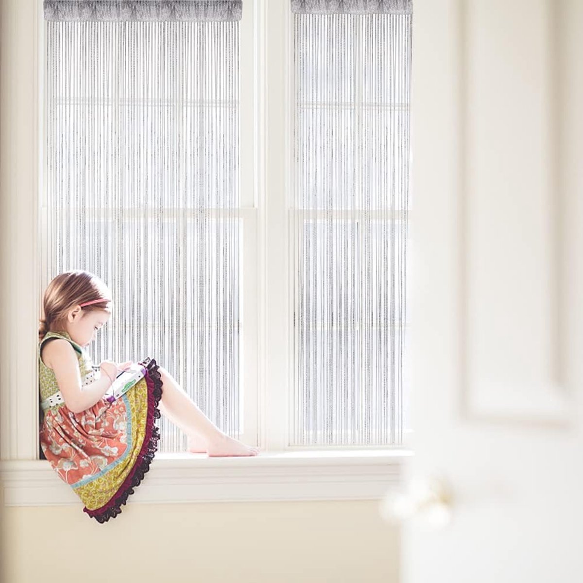 99*199 cm - Fly curtain - Screen door - Door curtain - Window decoration - Bead curtain - crystal bead coded door curtain - with tassels - wardrobe curtain โ image 6