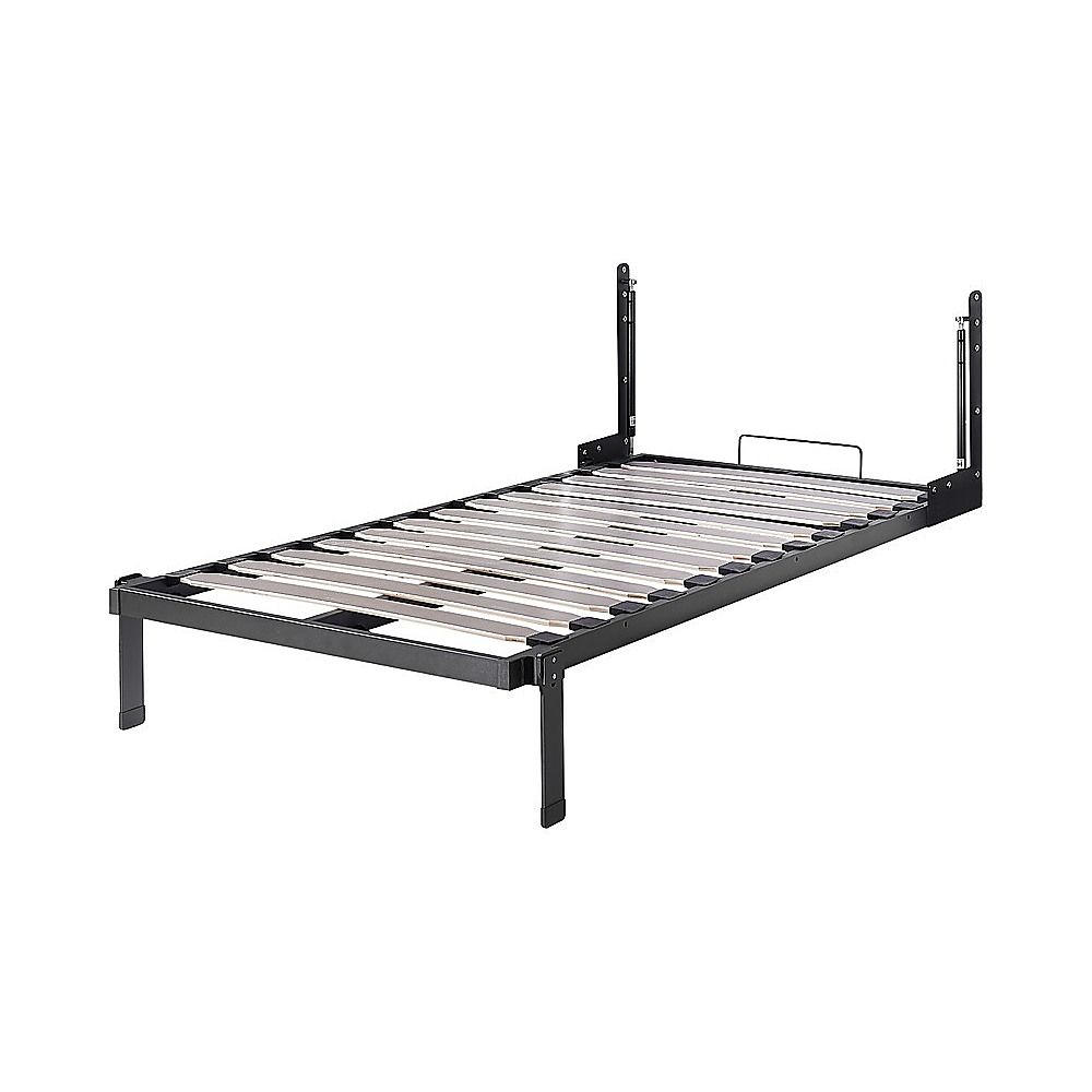 Single Wall Bed in White Gloss – Space Saving Murphy Bed Kit with Black Door Handle — image 4