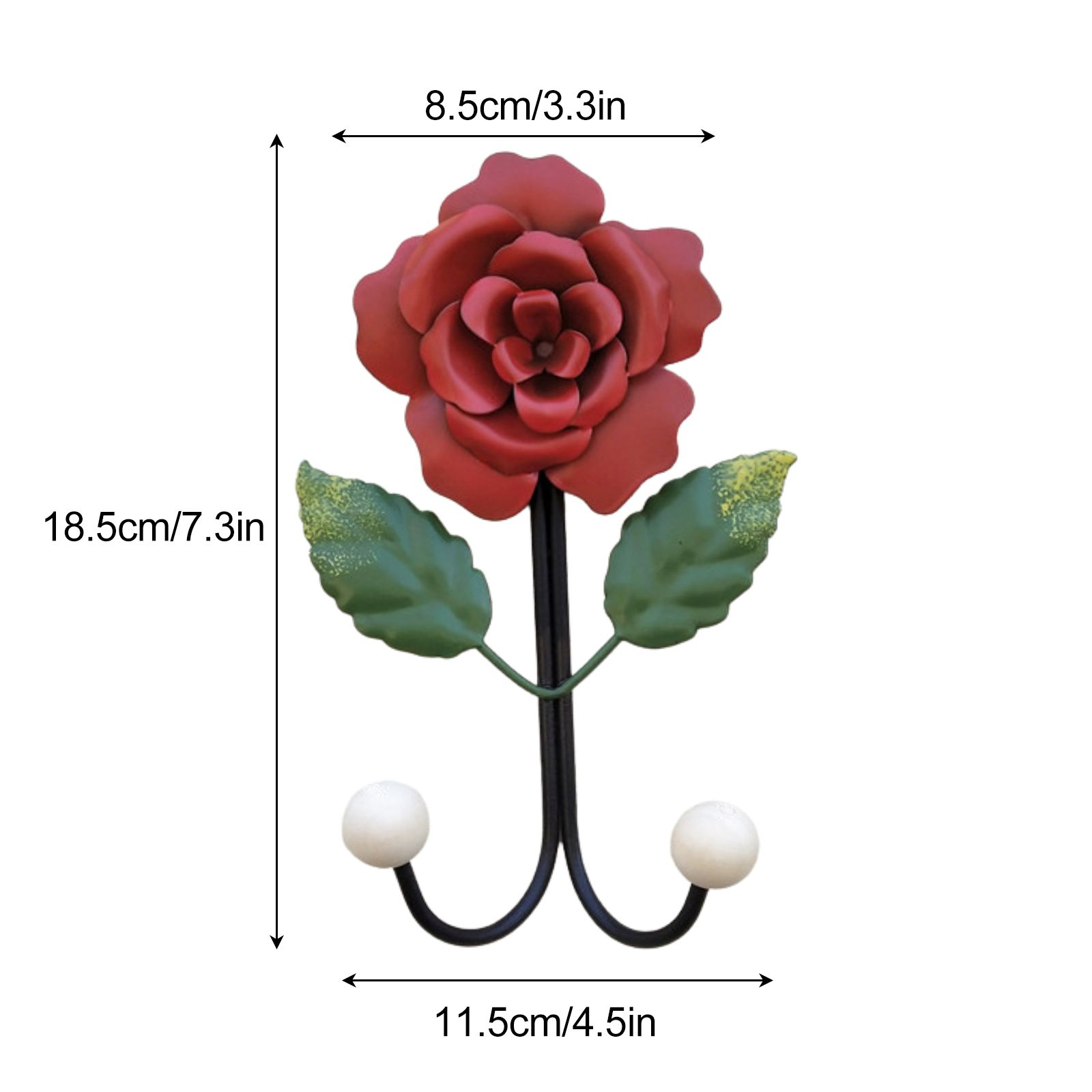 Wrought Iron Rose Flowers Double Hook Small Hook Door Behind Bathroom Kitchen Wall Perforation Free Porch Decoration — image 4