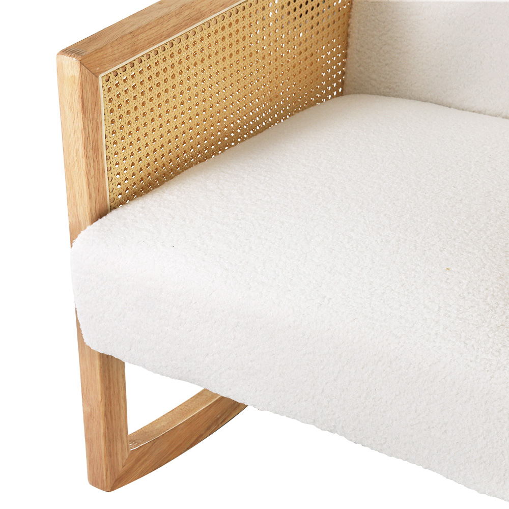Artiss Armchair Rocking Chair Boucle Rattan White โ image 3