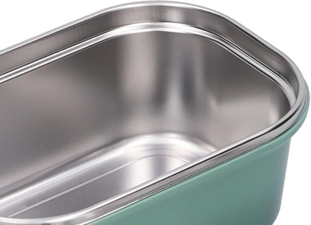 Stainless steel lunch box 1200ml with spoon, double layer 2 compartments leak-proof, 304 stainless steel, Green — image 6