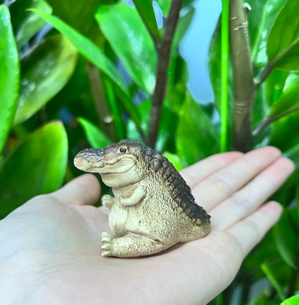 Handmade Crocodile Figurine Tea Pet, Tea Set Accessories Alligator Statue Tea Ceremony Desk Pet, Animal Ornament Gifts — image 4