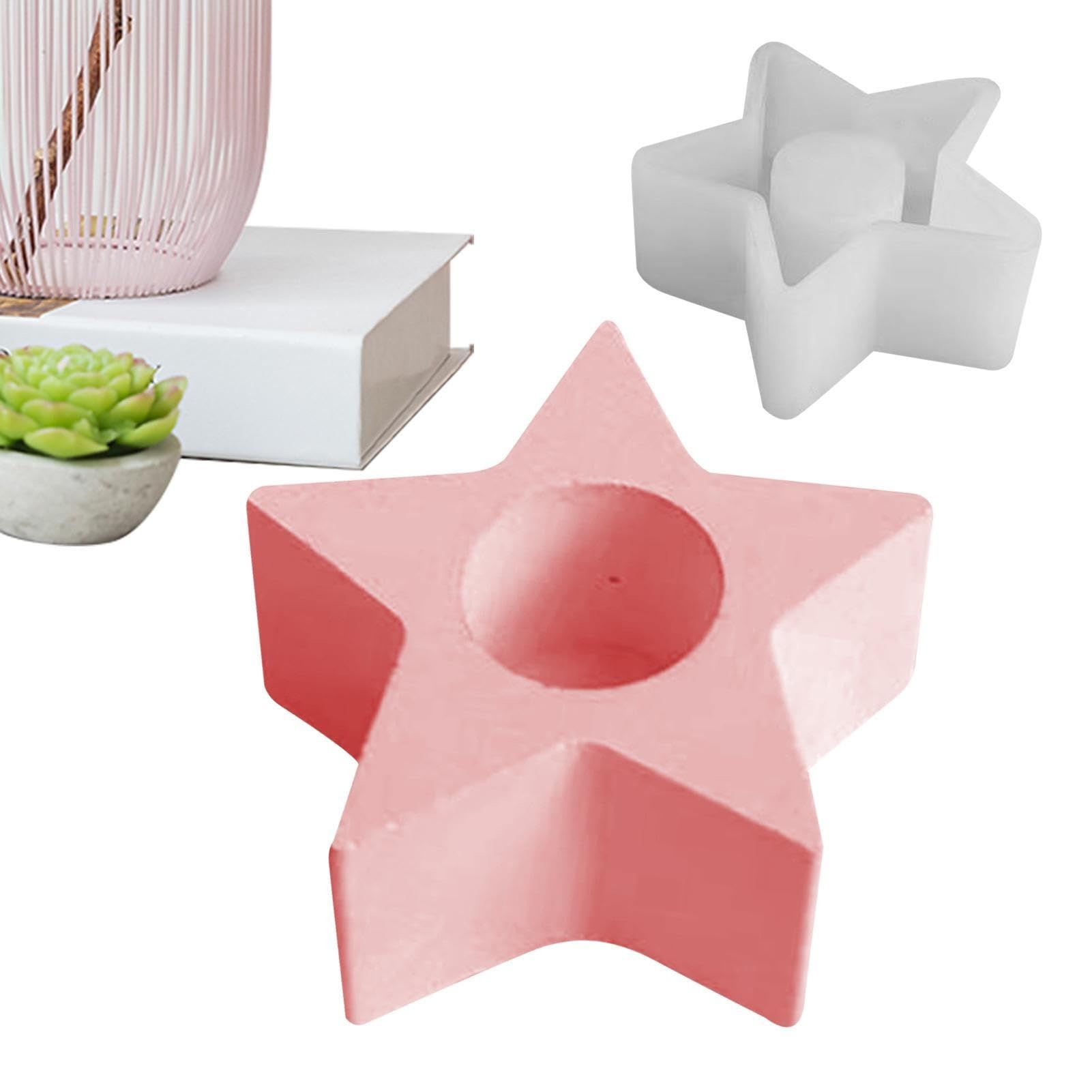 Candle Holder Resin Molds Silicone, Pentagram Heart Resin Molds, Candle Holders Epoxy Mold for Home Decoration — image 5