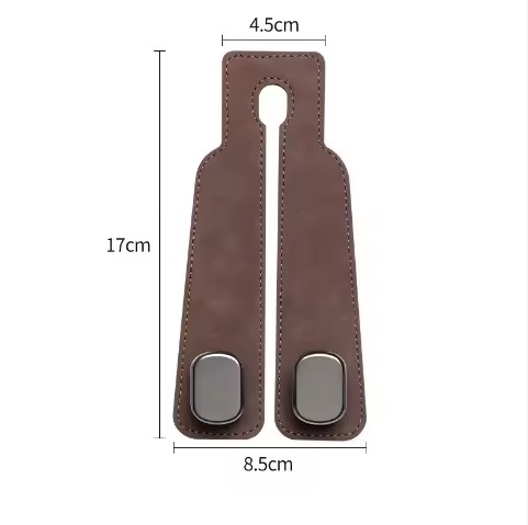 Grey 4-Pack Car Seat Back Hooks – Hidden Suede Leather with Metal Hooks for Storage and Phone Stand — image 4