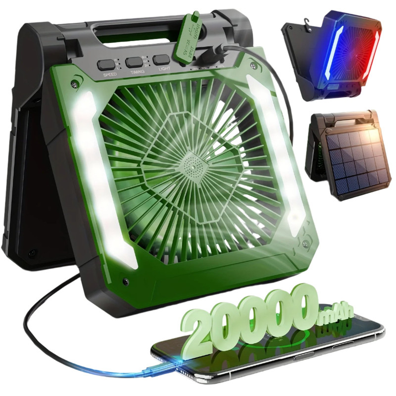 20000mAh Solar Camping Fan with LED Light — image 6