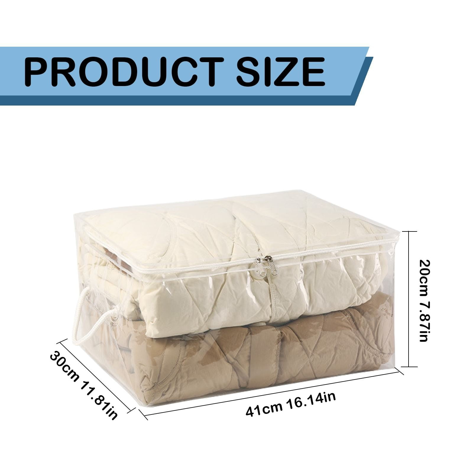 Transparent Zipper Clothing Storage Bag - Heavy-Duty Organizer for Blankets, Linen, Bed Sheets, Clothes & Pillows, Space-Saving, 30 × 23 × 15 cm — image 6