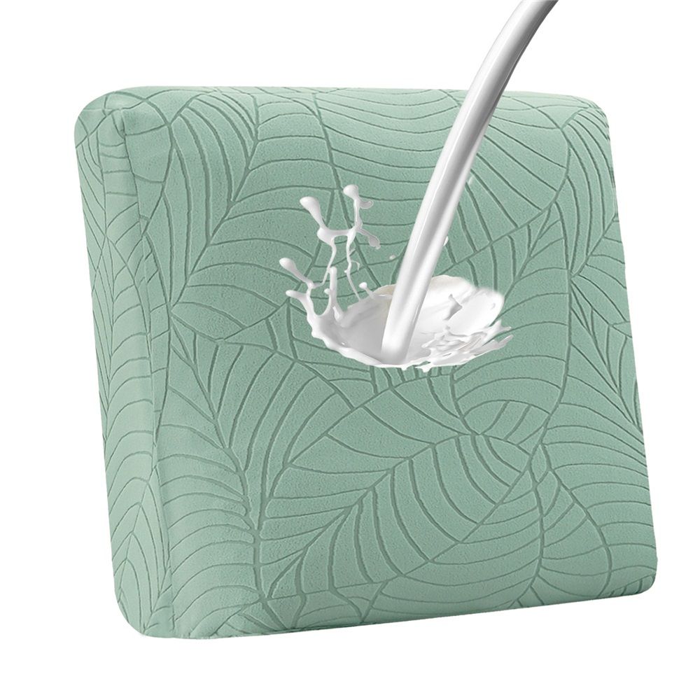 2 PCS Stretch Patio Sofa Seat Cushion Cover Outdoor TPU Waterproof Replacement Slipcovers Outdoor Elastic Leaf Pattern Textured Porch Couch Furniture Protector