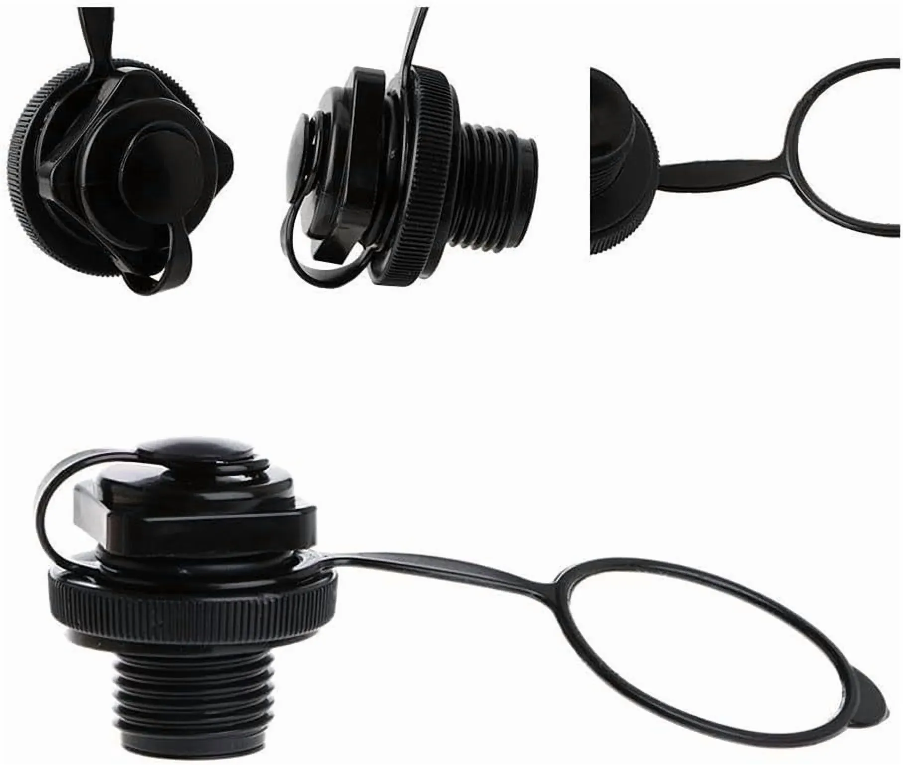 24mm Air Valve Spiral Plugs One Way Inflation Replacement for Inflatable Boat Kayak Canoe Bed Towable Tube, Black 2 Pack — image 5