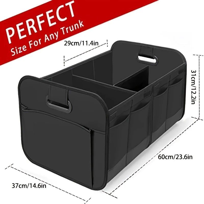 1 Car Trunk Organizer, Automotive Storage, Reinforced Handle, Foldable Multi-Compartment Car Organizer, 600D Oxford Fabric, Suitable for Any Car, SUV, Minivan — image 3