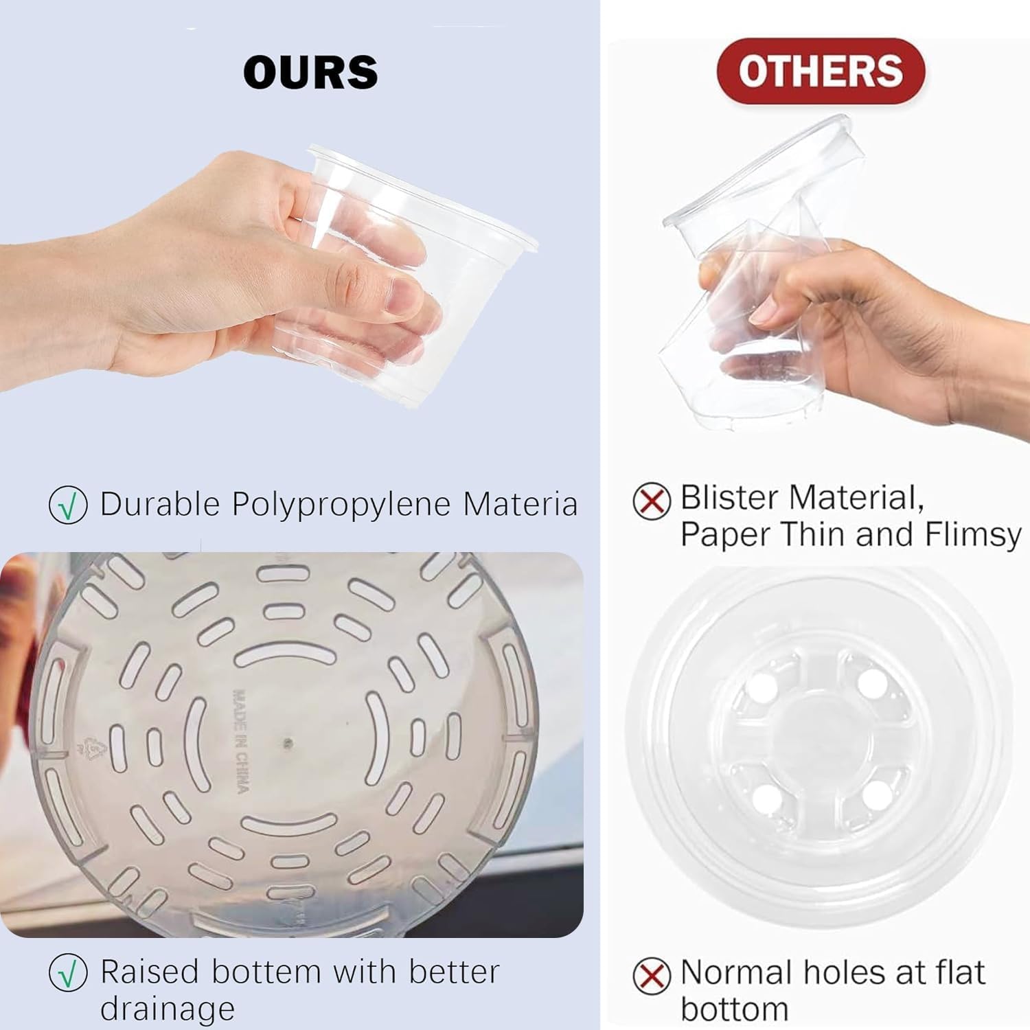 36 Pack 4/5/6/7 Inch Clear Nursery Pots for Plants, Plant Pots with Drainage Holes, Transparent Seedling Pots for Seed Starters Planter Flower — image 4