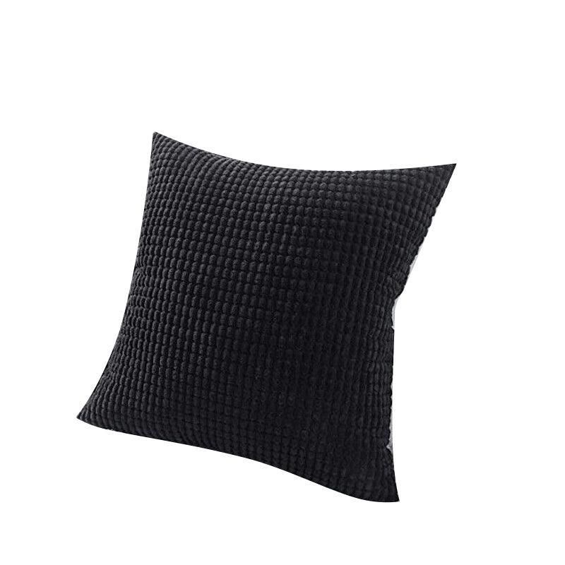 45 × 45 Plain Solid Colour Cushion Cover Decorative Pillow Case Home Multicoloured - Black