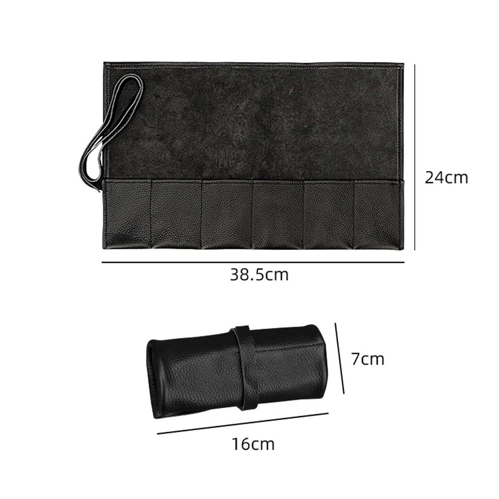 Leather Travel Watch Roll-Watch Case Display Organizer and Storage for 6 watches, Gift Accessory for watch lovers (Black,Excluding watches) — image 5