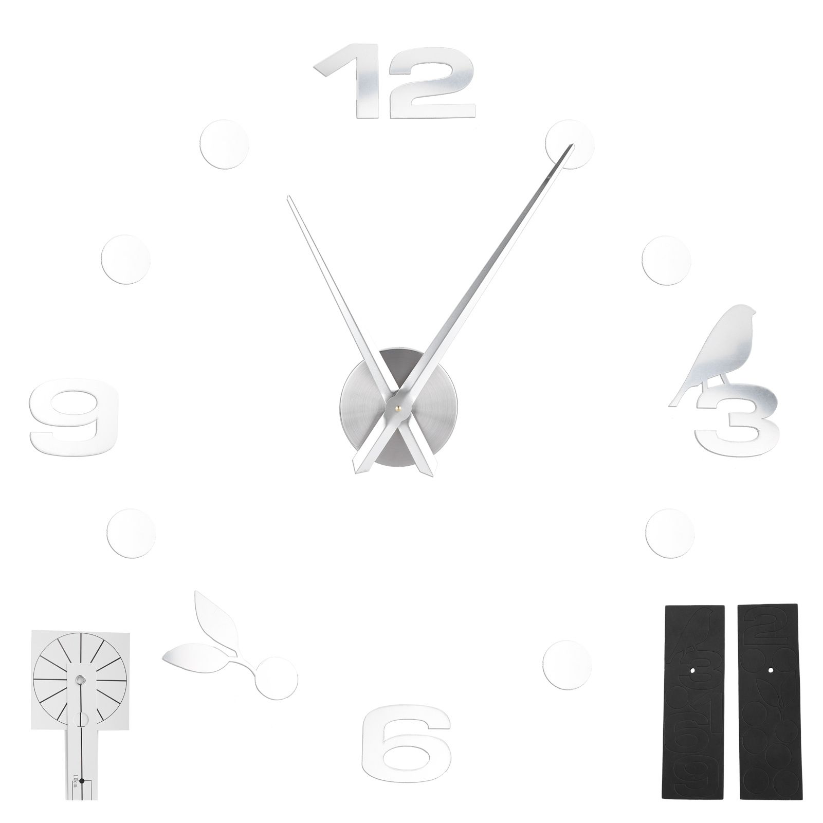 Frameless Wall Clock Sticker Mirror Surface DIY Decoration Living Room Bedroom OfficeSilver