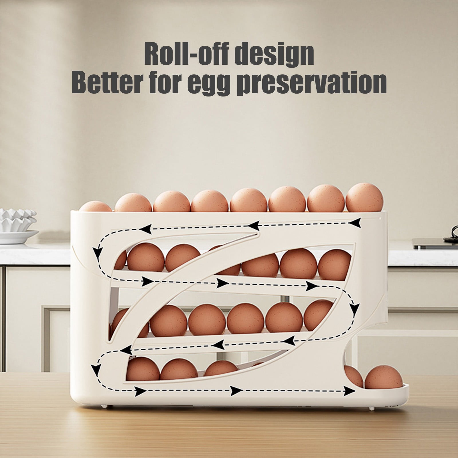 4 Tiers Egg Holder for Fridge, Automatic Scrolling Egg Rack Holder, Space-Saving Egg Dispenser Holder, Large Capacity Eggs Organizer Storage 30 Eggs for Fridge — image 5