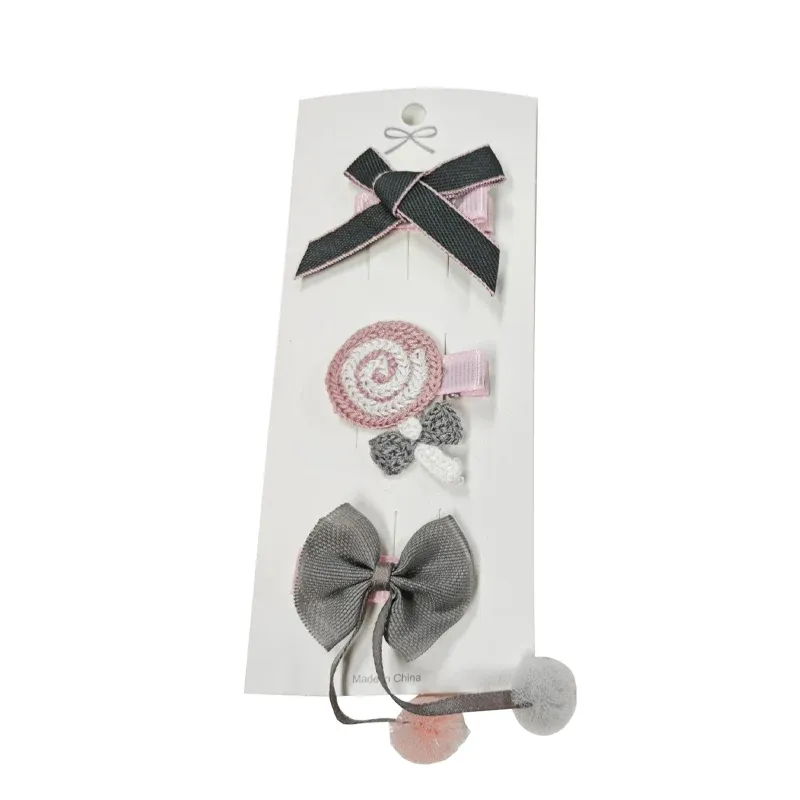 3/4PCS Christmas Hair Clips Set Bow Flower Hairpin Hairgrip Cute Girls Barrettes - Powder Stick Set
