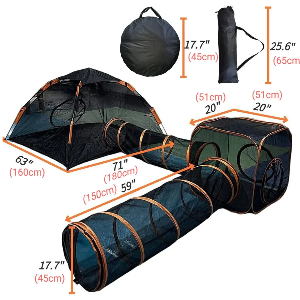 4pcs Outdoor Pet Enclosure Dog Cat Folding Tunnel Italian Combination Tent — image 3