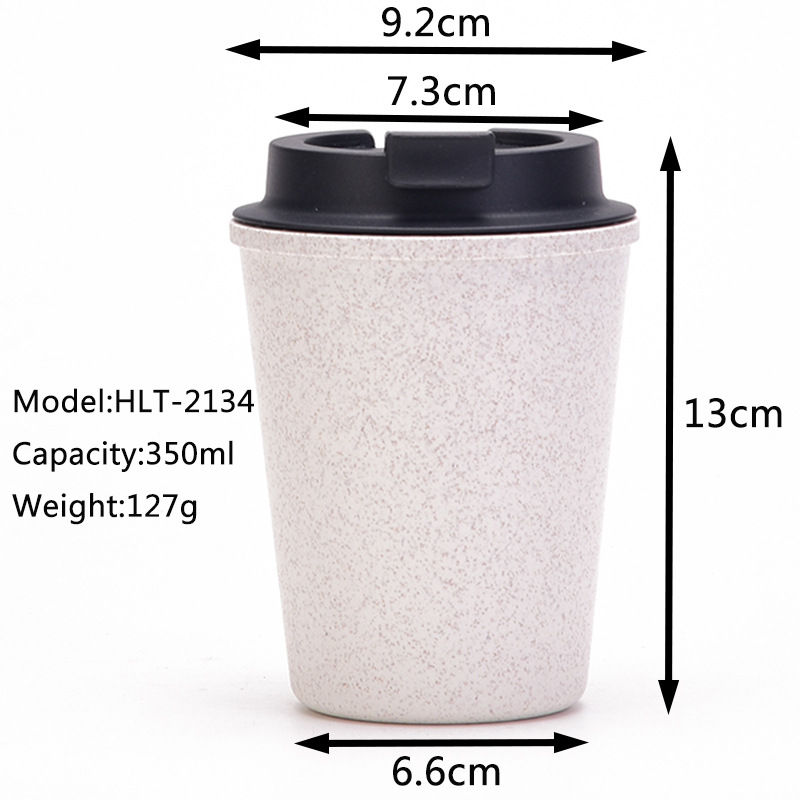 Black 350ml Wheat Straw Double-Layer Coffee Cup - Eco-Friendly and Lightweight โ image 2