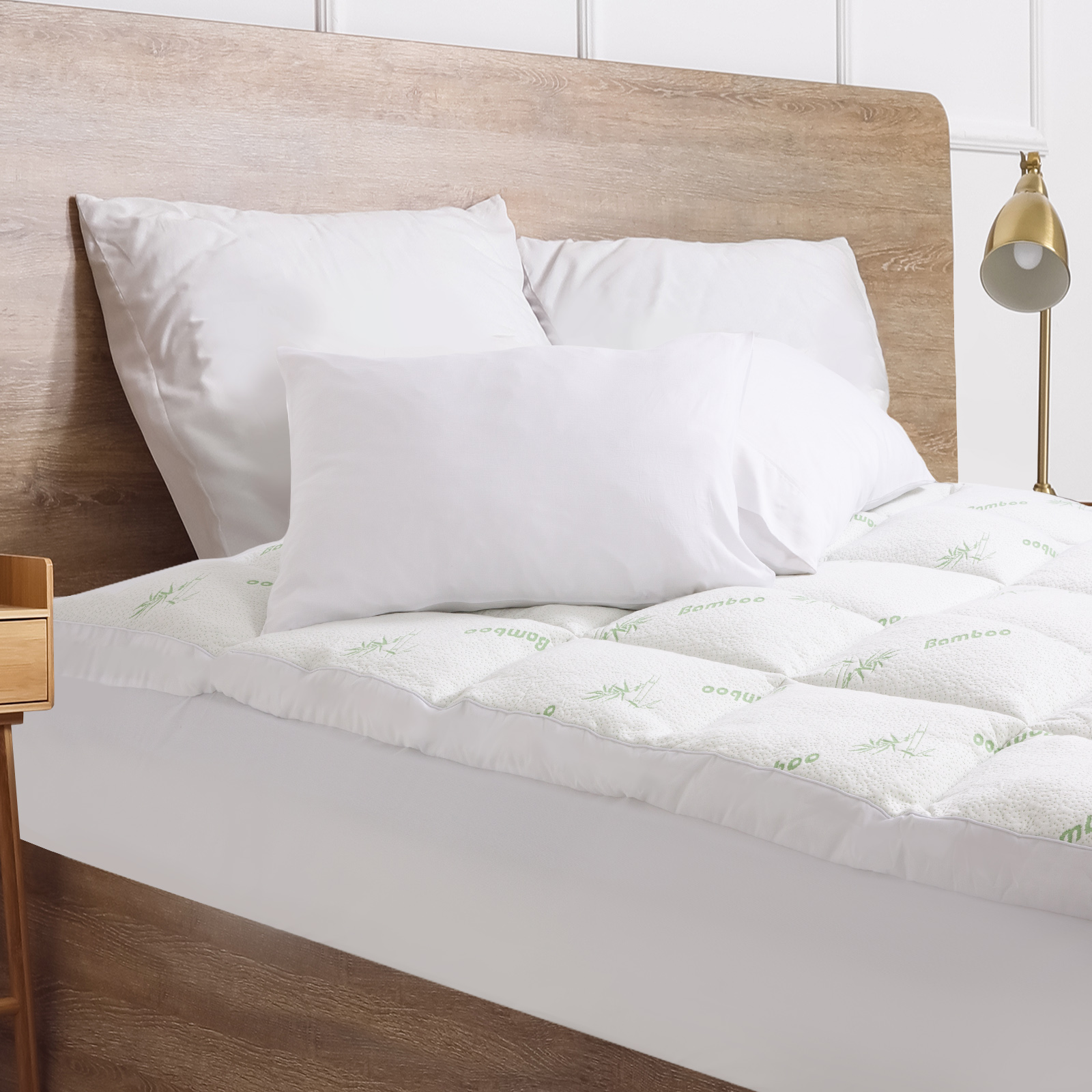 Royal Comfort 1000GSM Luxury Bamboo Covered Mattress Topper Ball Fibre Gusset - Single - White โ image 2