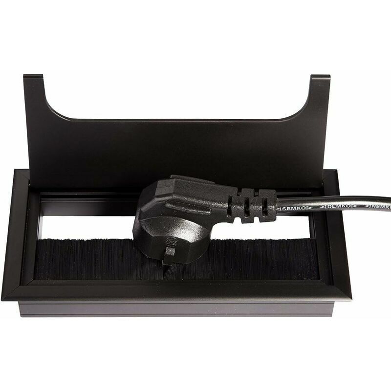 2 Pcs Rectangular Cable Cover for Recessed Installation on Desk Black, Cable Cover Cable Grommet Anodized Aluminum, 80 X 280 mm, 280 mm โ image 3