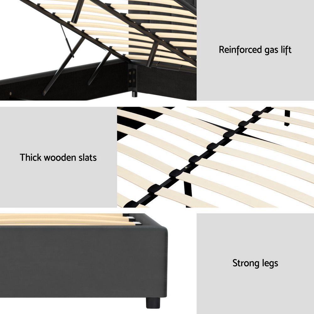 Artiss Bed Frame Queen Size Velvet Grey FION — image 6