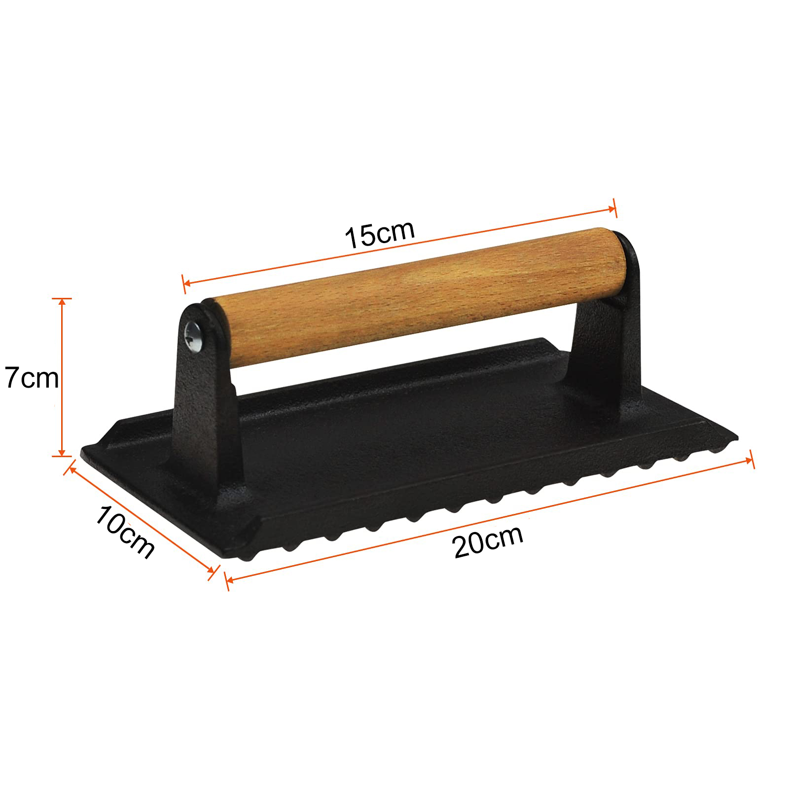Heavy Duty Rectangular Cast Iron Grill Burger Press Pre-Seasoned Steak Griddle BBQ Grilling โ image 2