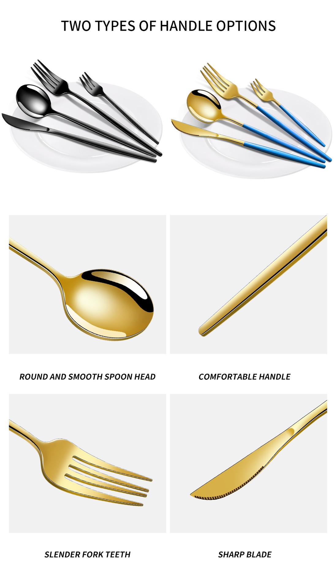 Black And Gold Patchwork Colours 410 Stainless Steel 16-Piece Flatware Set - Elegant Dinnerware with Knife, Fork, Spoon for 4 People โ image 5