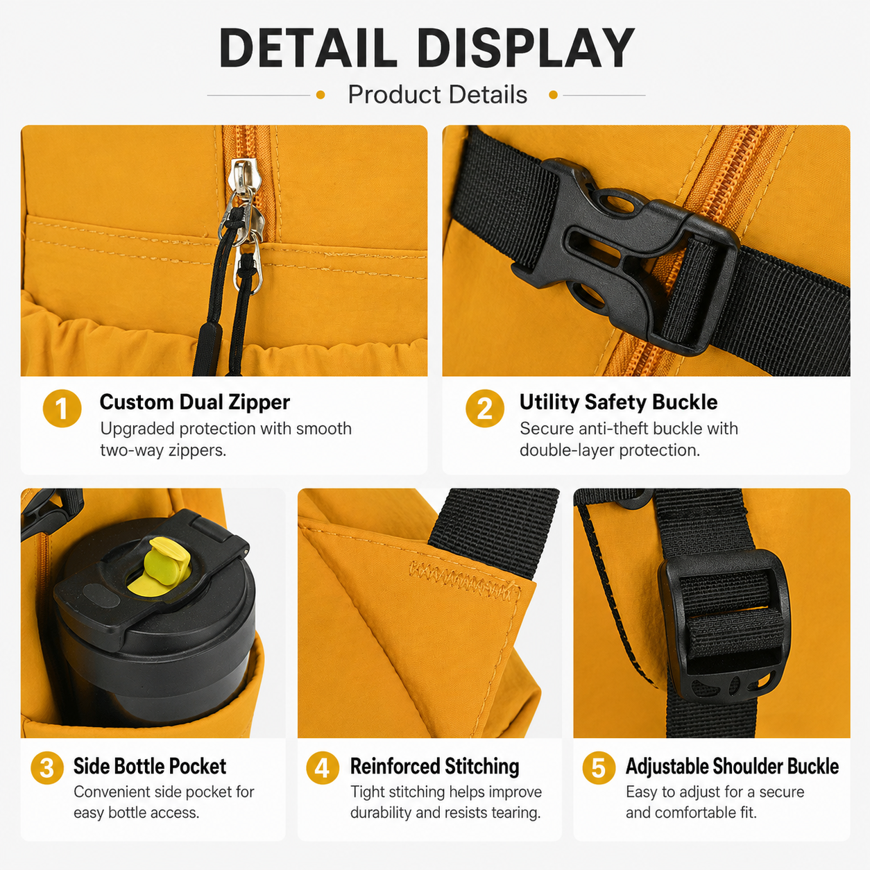 Black Sports Racket Backpack - Lightweight Casual Travel Bag with Separate Racket Compartment, Shoe Compartment, Bottle Pocket for Tennis, Badminton, Gym and — image 5