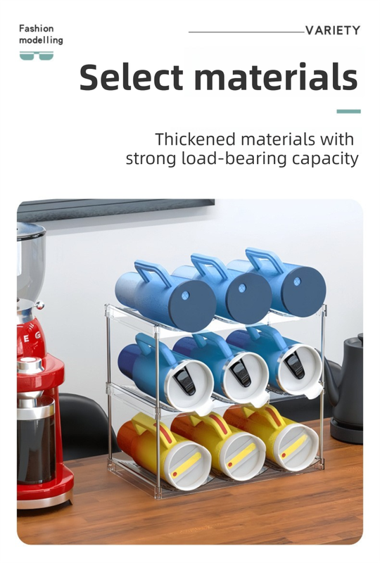 3-Tier Stackable Black Cup & Wine Organizer - Detachable Tumbler & Bottle Desktop Rack — image 5
