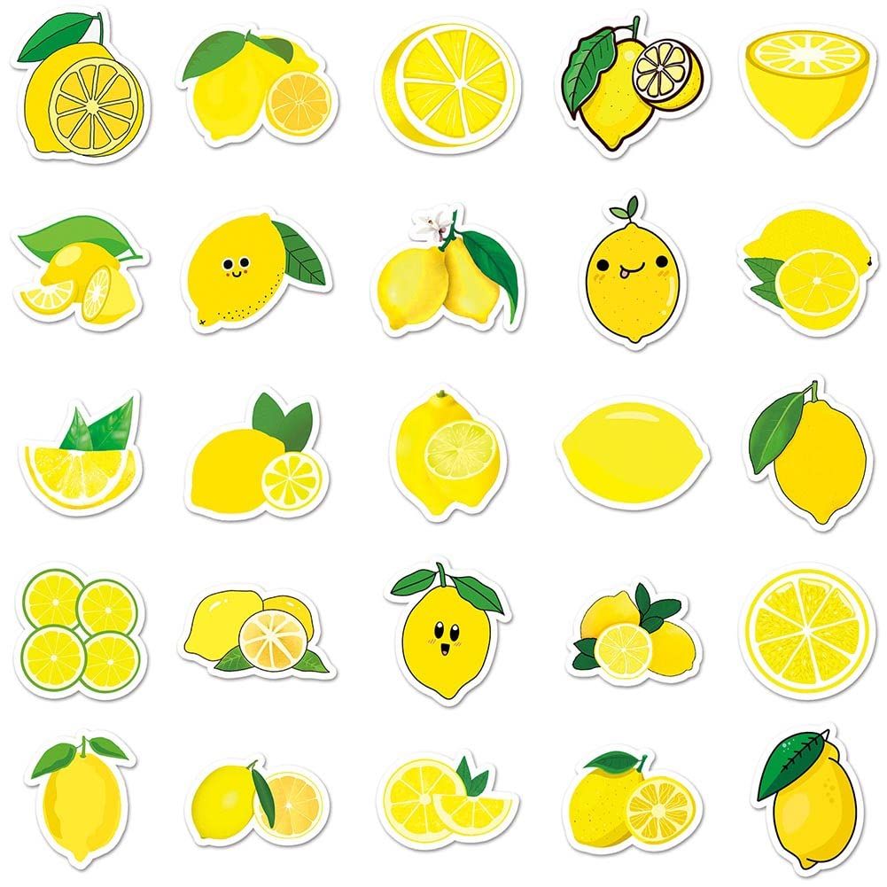 Lemon Stickers |50Pcs Lemon Waterproof Vinyl Decals for Water Bottles Laptop Luggage Cup Computer Mobile Phone Skateboard — image 3