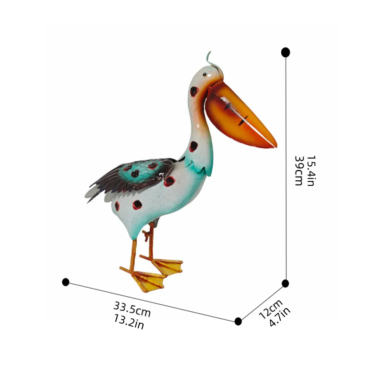 Iron Pelican Statue Garden Decoration for Outdoor Yard Patio Lawn Porch Ornament — image 3