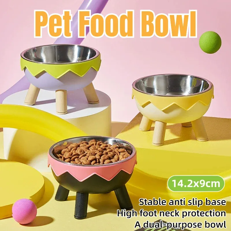 Eggshell Tall Pet Bowl Cat Dog Food Bowl Anti Slip Durable Raised Feeding Bowl - Green โ image 2