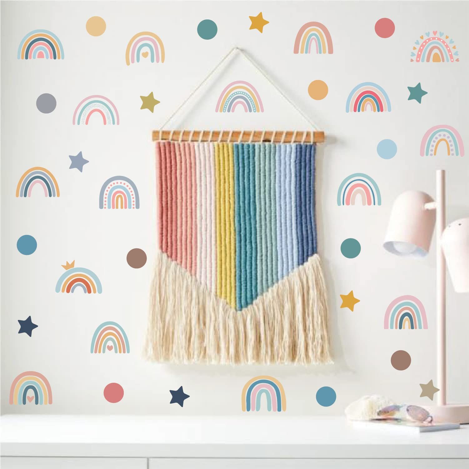 Rainbow Star Dot Wall Decal Stickers for Boys Girls Kids Bedroom Removable Rainbow Wall Stickers for Nursery Room DIY Decorations — image 2