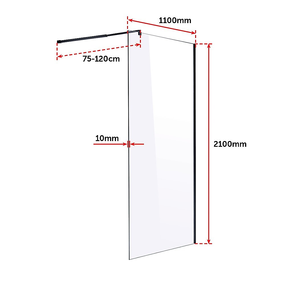 1100 x 2100mm Frameless 10mm Safety Glass Shower Screen โ image 6