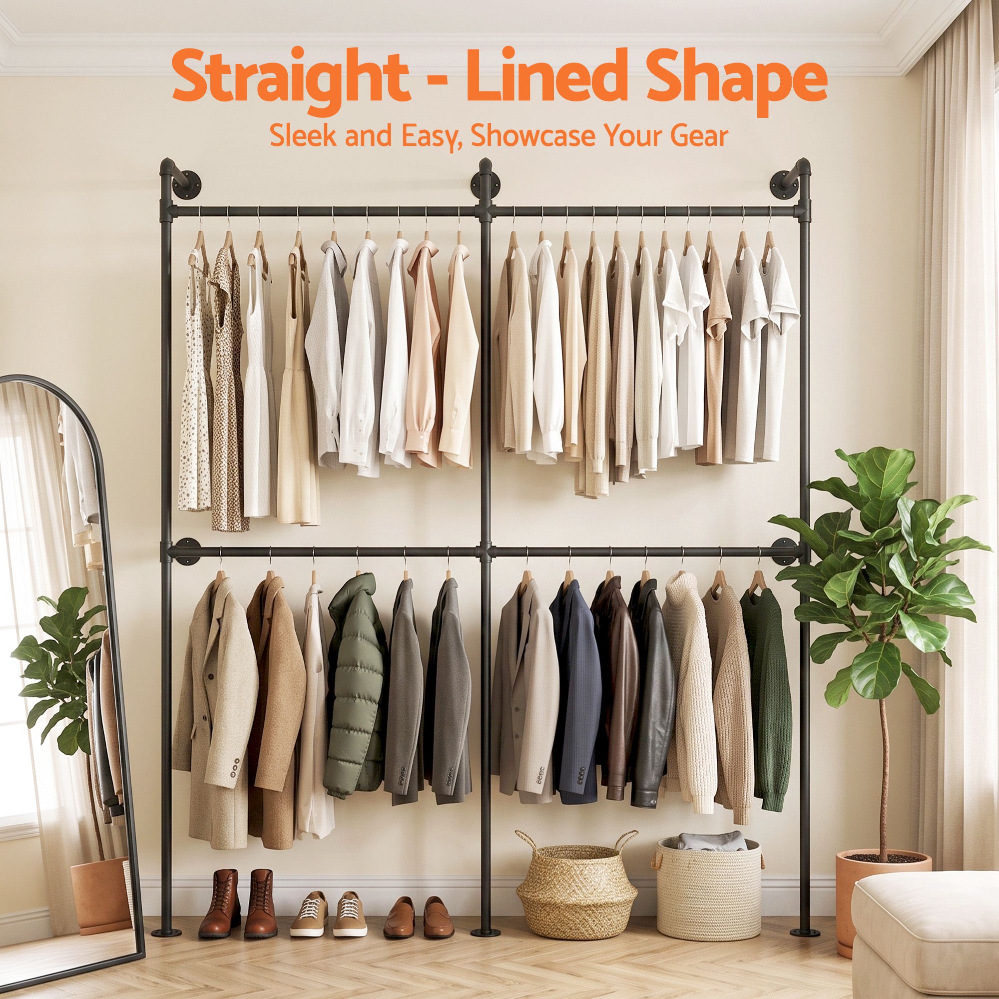 Artiss Industrial Pipe Clothing Rack Garment Clothes Display Stand Wall Mounted โ image 5