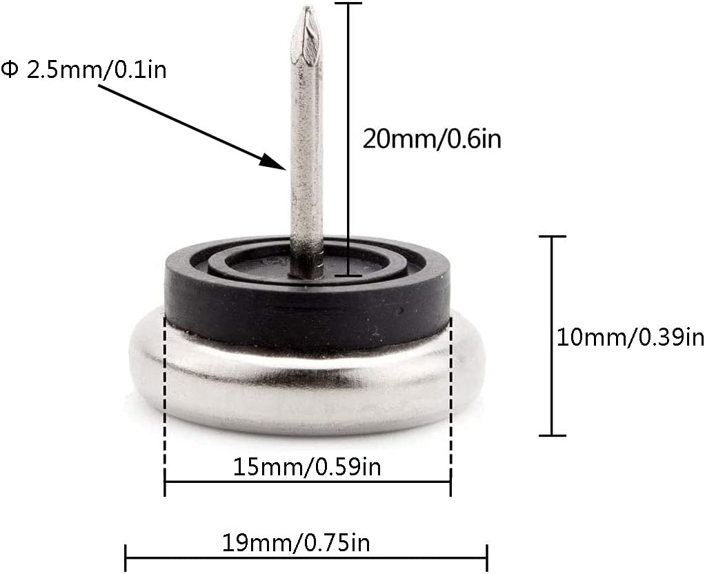 20pcs Round Heavy Duty Furniture Pads, Nail On Furniture Sliders Hardwood Floor Protectors Metal Nail On Glides for Chair Table Desk Cabinet Sofa Couch Leg — image 2